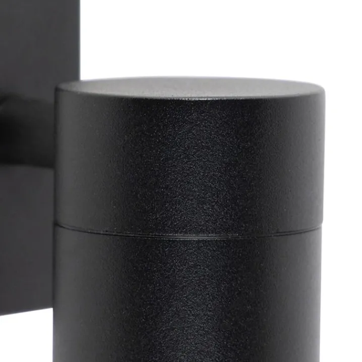 QAZQA Außenwandleuchten|Gartenbeleuchtung*Außenwandleuchte Schwarz Edelstahl GU10 50mm IP44 - Solo