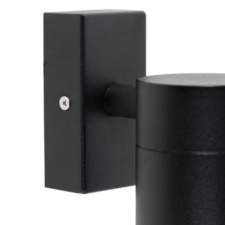 QAZQA Außenwandleuchten|Gartenbeleuchtung*Außenwandleuchte Schwarz Edelstahl GU10 50mm IP44 - Solo