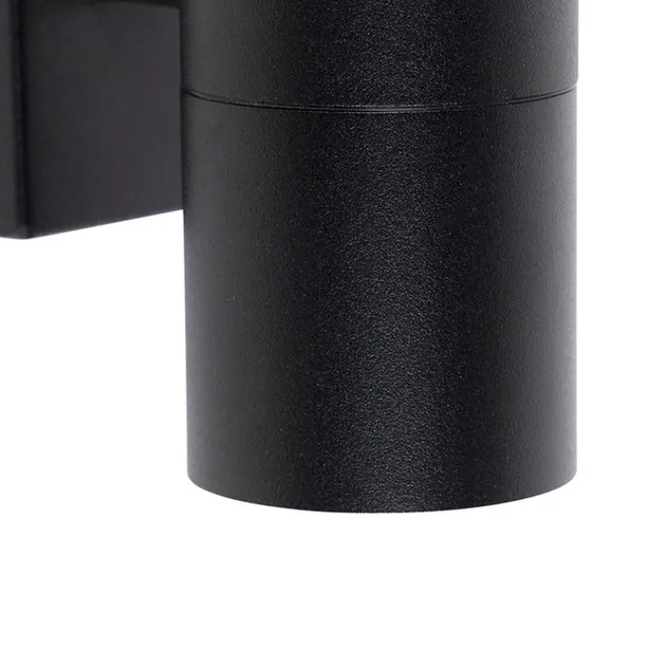 QAZQA Außenwandleuchten|Gartenbeleuchtung*Außenwandleuchte Schwarz Edelstahl GU10 50mm IP44 - Solo