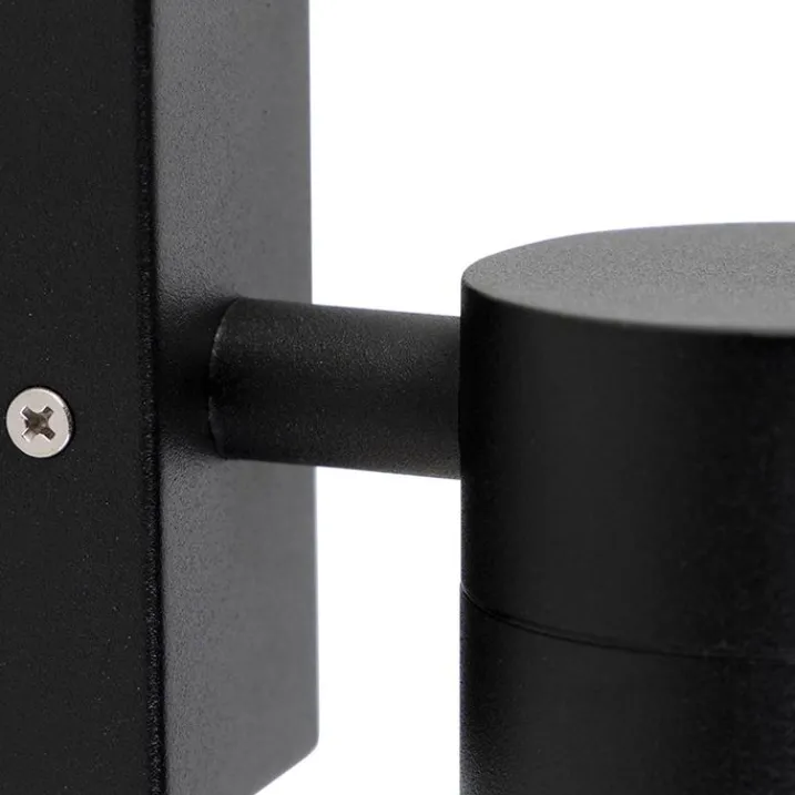 QAZQA Außenwandleuchten|Gartenbeleuchtung*Außenwandleuchte Schwarz Edelstahl GU10 50mm IP44 - Solo