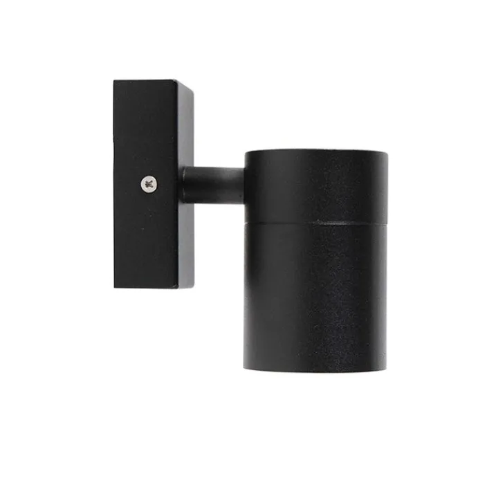 QAZQA Außenwandleuchten|Gartenbeleuchtung*Außenwandleuchte Schwarz Edelstahl GU10 50mm IP44 - Solo