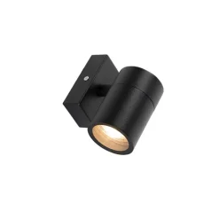 QAZQA Außenwandleuchten|Gartenbeleuchtung*Außenwandleuchte Schwarz Edelstahl GU10 50mm IP44 - Solo