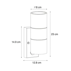 QAZQA Gartenbeleuchtung|Außenleuchten Mit Sensor*Außenwandleuchte schwarz 2-flammig AR70 mit Bewegungssensor - Duo