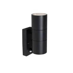 QAZQA Gartenbeleuchtung|Außenleuchten Mit Sensor*Außenwandleuchte schwarz 2-flammig AR70 mit Bewegungssensor - Duo