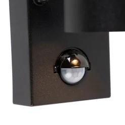 QAZQA Gartenbeleuchtung|Außenleuchten Mit Sensor*Außenwandleuchte schwarz 2-flammig mit Bewegungssensor IP44 - Duo