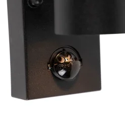 QAZQA Gartenbeleuchtung|Außenleuchten Mit Sensor*Außenwandleuchte schwarz 2-flammig mit Bewegungssensor IP44 - Duo