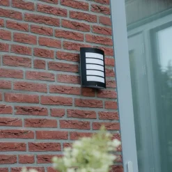 QAZQA Gartenbeleuchtung|Außenleuchten Mit Sensor*Außenwandleuchte schwarz IP44 mit Hell-Dunkel-Sensor - Miro