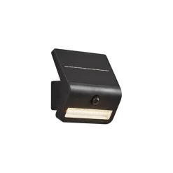 QAZQA Gartenbeleuchtung|Led-Außenleuchten*Außenwandleuchte schwarz inkl. LED IP54 mit Bewegungssensor Solar - Floody