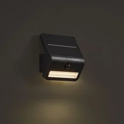 QAZQA Gartenbeleuchtung|Led-Außenleuchten*Außenwandleuchte schwarz inkl. LED IP54 mit Bewegungssensor Solar - Floody