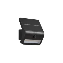 QAZQA Gartenbeleuchtung|Led-Außenleuchten*Außenwandleuchte schwarz inkl. LED IP54 mit Bewegungssensor Solar - Floody