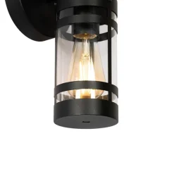 QAZQA Gartenbeleuchtung|Außenwandleuchten*Außenwandleuchte schwarz IP44 Hell-Dunkel-Sensor - Ruben