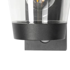 QAZQA Gartenbeleuchtung|Außenleuchten Mit Sensor*Außenwandleuchte schwarz IP44 mit Bewegungssensor - Joren