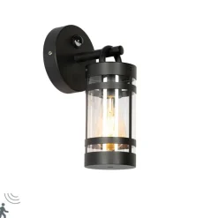 QAZQA Gartenbeleuchtung|Außenwandleuchten*Außenwandleuchte schwarz IP44 mit Bewegungssensor - Ruben