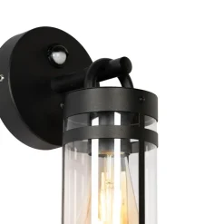 QAZQA Gartenbeleuchtung|Außenwandleuchten*Außenwandleuchte schwarz IP44 mit Bewegungssensor - Ruben