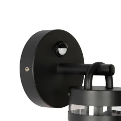 QAZQA Gartenbeleuchtung|Außenwandleuchten*Außenwandleuchte schwarz IP44 mit Bewegungssensor - Ruben