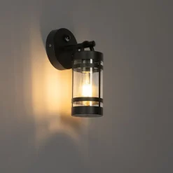 QAZQA Gartenbeleuchtung|Außenwandleuchten*Außenwandleuchte schwarz IP44 mit Bewegungssensor - Ruben