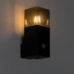 QAZQA Gartenbeleuchtung|Außenleuchten Mit Sensor*Außenwandleuchte schwarz IP44 mit Bewegungsmelder - Dänemark