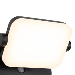 QAZQA Gartenbeleuchtung|Led-Außenleuchten*Außenwandleuchte schwarz inkl. LED verstellbar mit Bewegungssensor - Kamile