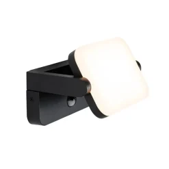 QAZQA Gartenbeleuchtung|Led-Außenleuchten*Außenwandleuchte schwarz inkl. LED verstellbar mit Bewegungssensor - Kamile