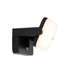 QAZQA Gartenbeleuchtung|Led-Außenleuchten*Außenwandleuchte schwarz inkl. LED verstellbar mit Bewegungssensor - Kamile