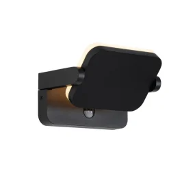 QAZQA Gartenbeleuchtung|Led-Außenleuchten*Außenwandleuchte schwarz inkl. LED verstellbar mit Bewegungssensor - Kamile