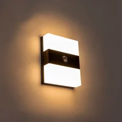 QAZQA Gartenbeleuchtung|Led-Außenleuchten*Außenwandleuchte schwarz IP44 inkl. LED mit Bewegungsmelder - Dualy