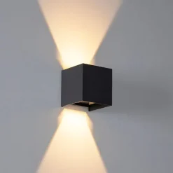 QAZQA Gartenbeleuchtung|Schlafzimmerlampen*Außenwandleuchte schwarz inkl. LED 2-flammig IP54 - Edwin