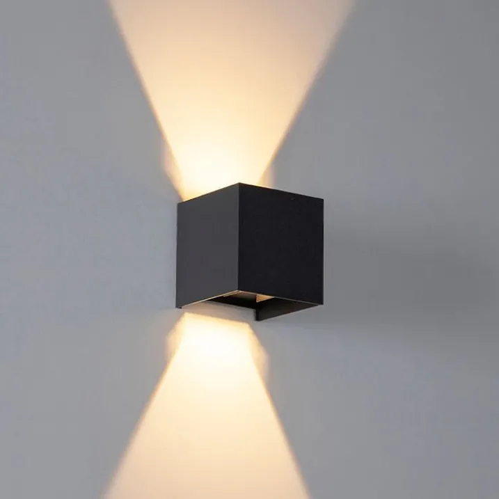 QAZQA Gartenbeleuchtung|Schlafzimmerlampen*Außenwandleuchte schwarz inkl. LED 2-flammig IP54 - Edwin