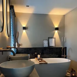 QAZQA Gartenbeleuchtung|Schlafzimmerlampen*Außenwandleuchte schwarz inkl. LED 2-flammig IP54 - Edwin