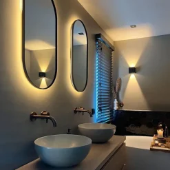 QAZQA Gartenbeleuchtung|Schlafzimmerlampen*Außenwandleuchte schwarz inkl. LED 2-flammig IP54 - Edwin