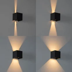 QAZQA Gartenbeleuchtung|Schlafzimmerlampen*Außenwandleuchte schwarz inkl. LED 2-flammig IP54 - Edwin