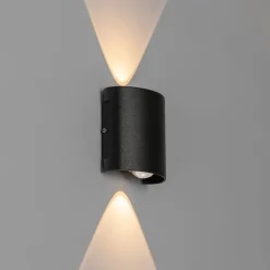 QAZQA Gartenbeleuchtung|Led-Außenleuchten*Außenwandleuchte schwarz inkl. LED 2-flammig IP54 - Silly