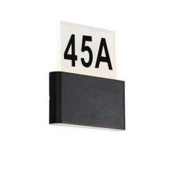 QAZQA Gartenbeleuchtung|Led-Außenleuchten*Außenwandleuchte schwarz inkl. LED mit Hausnummern IP54 - Kandi