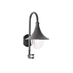 QAZQA Gartenbeleuchtung|Außenleuchten Mit Sensor*Außenwandleuchte schwarz IP44 inkl. Bewegungsmelder - Daphne