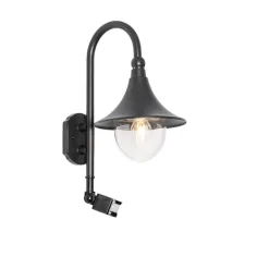 QAZQA Gartenbeleuchtung|Außenleuchten Mit Sensor*Außenwandleuchte schwarz IP44 inkl. Bewegungsmelder - Daphne