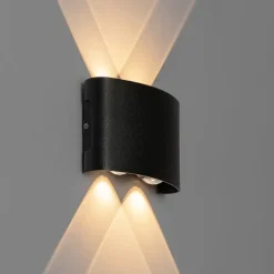 QAZQA Gartenbeleuchtung|Led-Außenleuchten*Außenwandleuchte schwarz inkl. LED 4-flammig IP54 - Silly