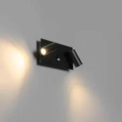 QAZQA Gartenbeleuchtung|Led-Außenleuchten*Außenwandleuchte schwarz inkl. LED 2-Licht Bewegungsmelder - Simon