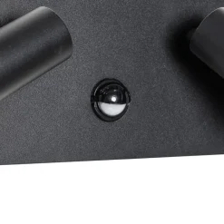 QAZQA Gartenbeleuchtung|Led-Außenleuchten*Außenwandleuchte schwarz inkl. LED 2-Licht Bewegungsmelder - Simon