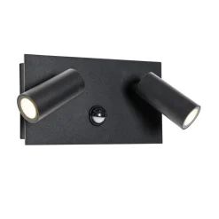 QAZQA Gartenbeleuchtung|Led-Außenleuchten*Außenwandleuchte schwarz inkl. LED 2-Licht Bewegungsmelder - Simon