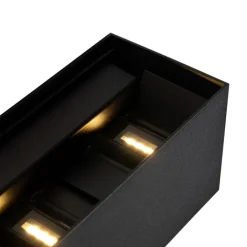 QAZQA Gartenbeleuchtung|Led-Außenleuchten*Außenwandleuchte Schwarz inkl. LED 4-flammig IP54 - Edwin