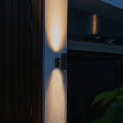 QAZQA Gartenbeleuchtung|Außenwandleuchten*Außenwandleuchte schwarz IP44 2-flammig - Duo