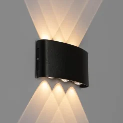 QAZQA Gartenbeleuchtung|Led-Außenleuchten*Außenwandleuchte schwarz inkl. LED 6-flammig IP54 - Silly