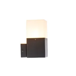 QAZQA Gartenbeleuchtung|Außenwandleuchten*Außenwandleuchte schwarz mit opalweißem Schirm IP44 - Dänemark