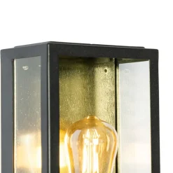 QAZQA Gartenbeleuchtung|Außenleuchten Mit Sensor*Außenwandleuchte schwarz mit Gold und Bewegungsmelder - Rotterdam