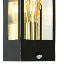 QAZQA Gartenbeleuchtung|Außenleuchten Mit Sensor*Außenwandleuchte schwarz mit Gold und Bewegungsmelder - Rotterdam