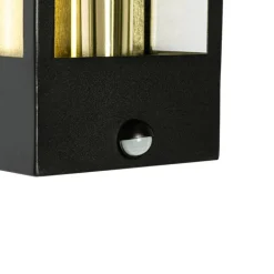QAZQA Gartenbeleuchtung|Außenleuchten Mit Sensor*Außenwandleuchte schwarz mit Gold und Bewegungsmelder - Rotterdam