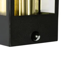 QAZQA Gartenbeleuchtung|Außenleuchten Mit Sensor*Außenwandleuchte schwarz mit Gold und Bewegungsmelder - Rotterdam