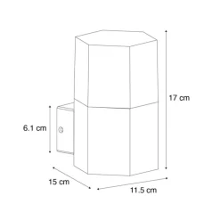 QAZQA Gartenbeleuchtung|Außenwandleuchten*Außenwandleuchte schwarz mit Rauchglas sechseckig IP44 - Denmark