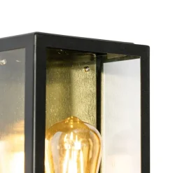 QAZQA Gartenbeleuchtung|Außenleuchten Mit Sensor*Außenwandleuchte schwarz mit goldenem Hell-Dunkel-Sensor - Rotterdam