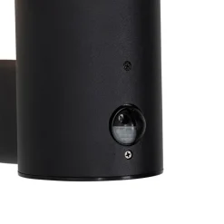 QAZQA Gartenbeleuchtung|Außenleuchten Mit Sensor*Außenwandleuchte schwarz mit Opalglas mit Bewegungsmelder - Huma